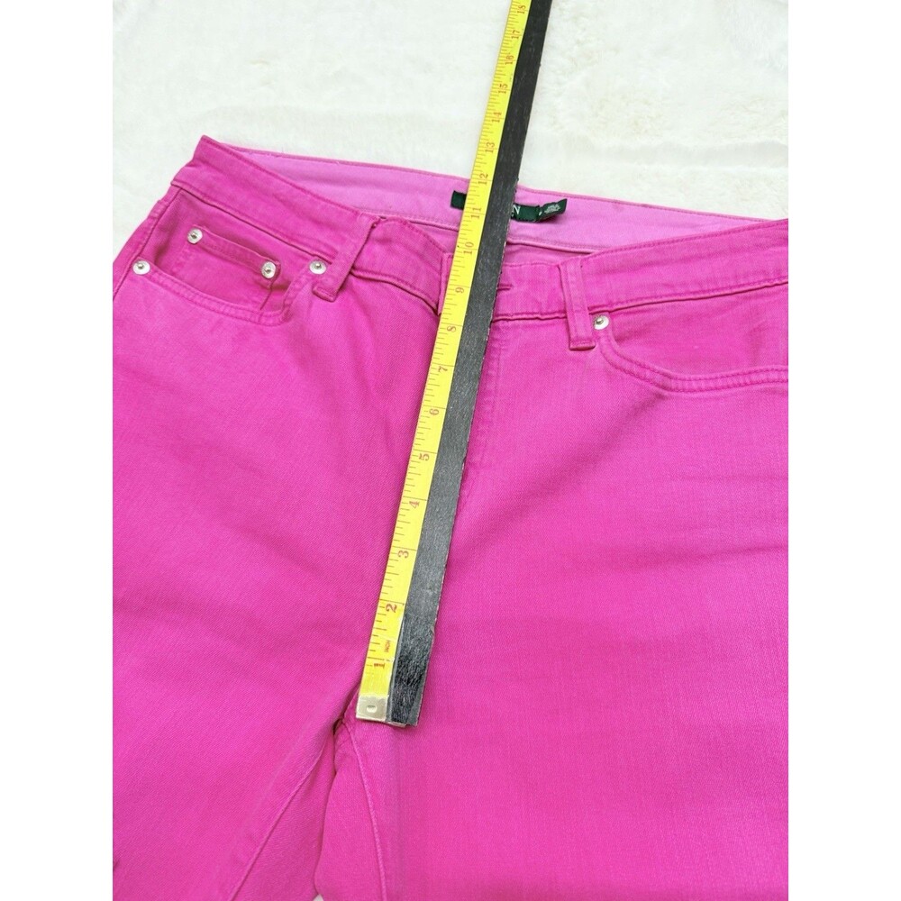LAUREN RALPH LAUREN Dark Pink Denim Premier Skinny Cropped Ankle Jeans ~ 8 - Picture 7 of 16